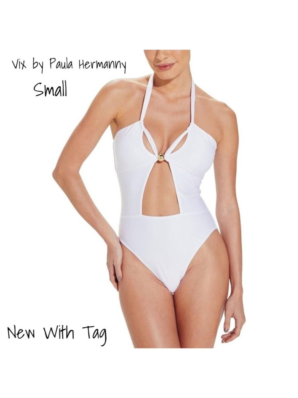 ViX Brenda Halterneck Cutout One Piece Swimsuit Size Small NWT New